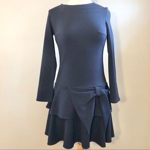 Karen Styl Bow Ruffle Navy Dress Women size S